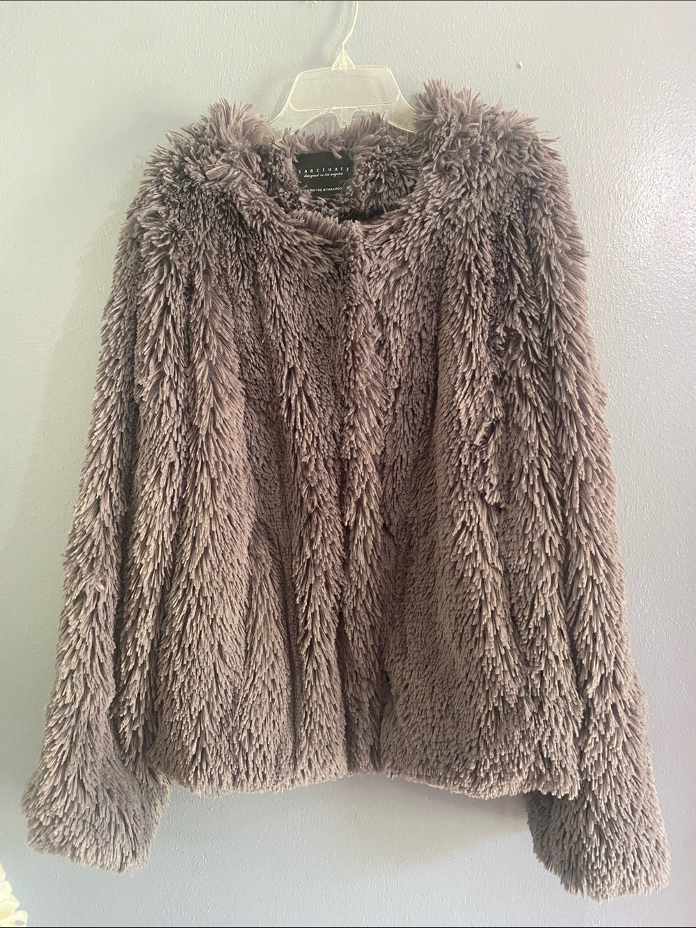 Sanctuary Plush Taupe Faux Fur Teddy Jacket